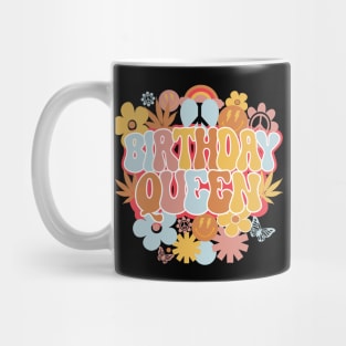 Birthday Queen Retro Groovy Shirt, Hippie Daisy Flower Birthday Girl Mug